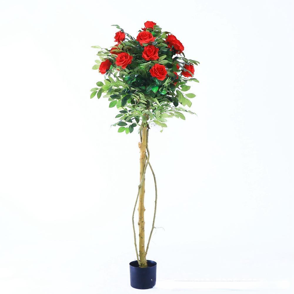 Árbol de Rosas Artificial en Maceta, Planta de Bonsái de Plástico, Árboles Falsos para Bodas (2).jpg 